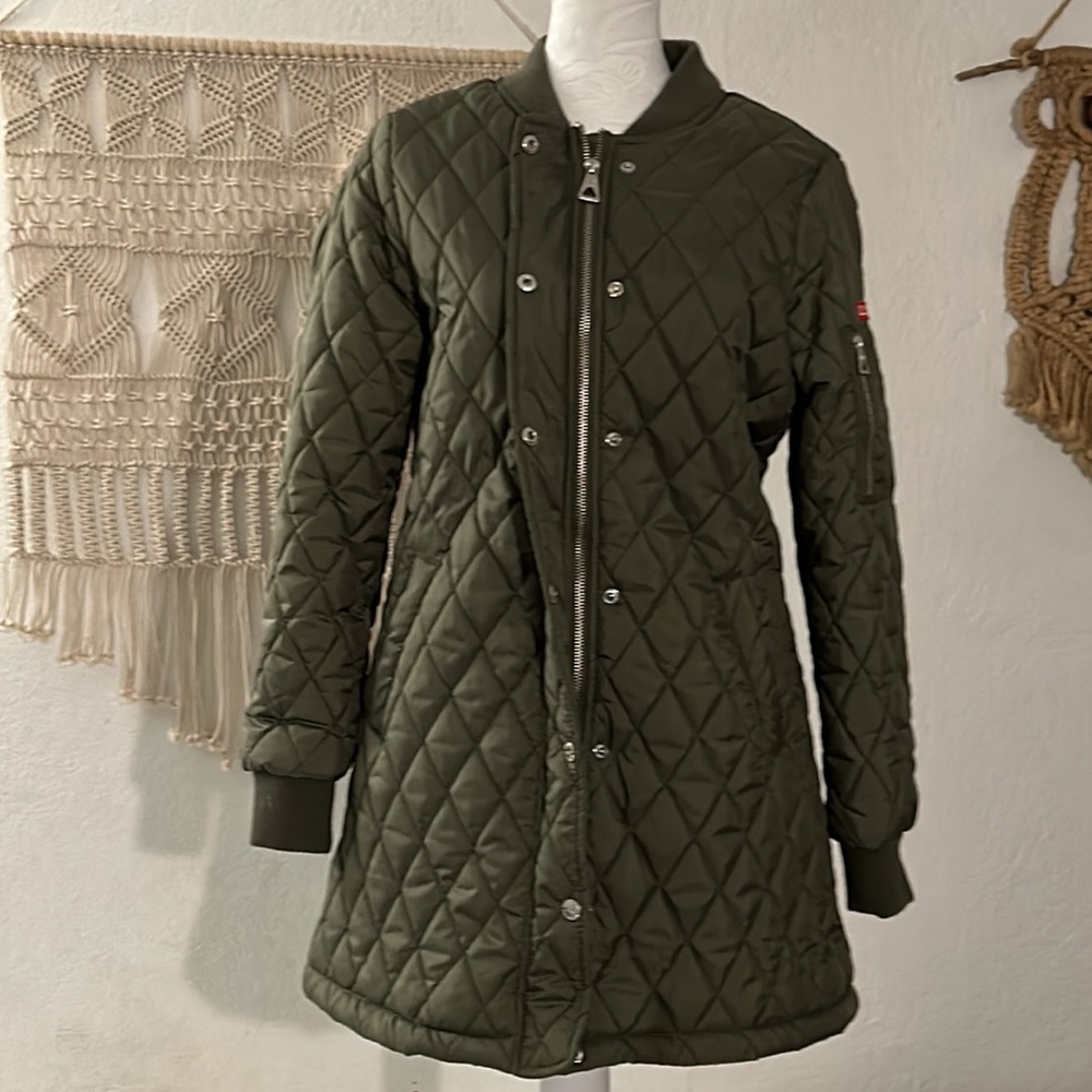 Urban republic size M Olive green Quilted A line zip & snap button light jacket